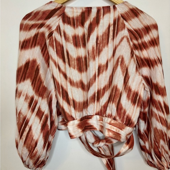Banana Republic Linen Puff Sleeve StripeDyed Wrap Top - Picture 3 of 9